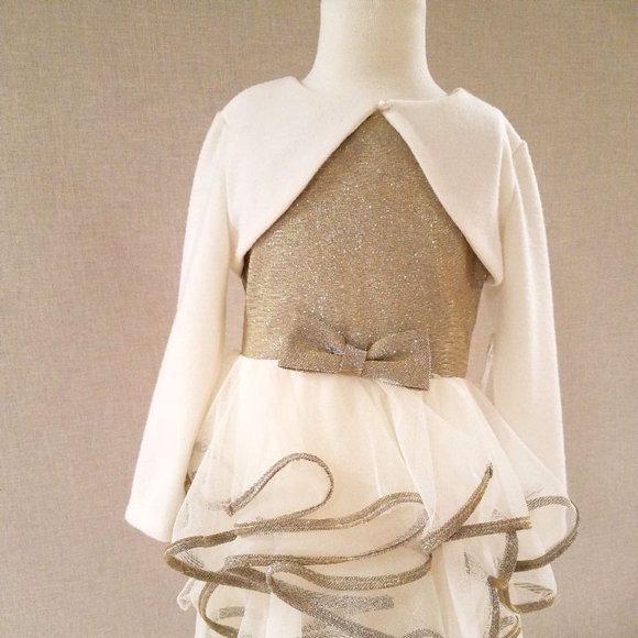 6 7 10 Girls NEW Biscotti Ivory Soft Warm Long Sleeves  Shrug/Bolero - Picture 1 of 3